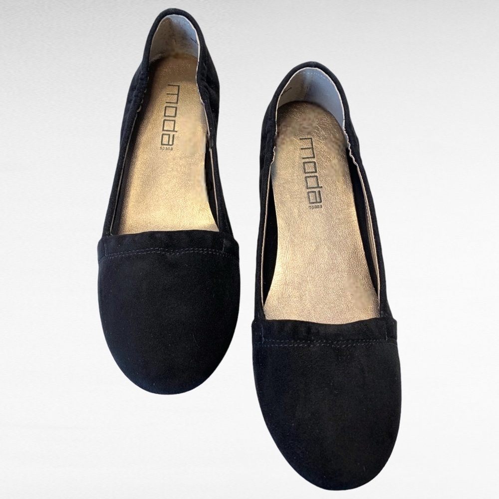 Moda Spana | NWT & BOX "Brooke" Suede Ballet Flat Black Size 8.5